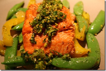 Salmon with Dill-Pistachio Pistou