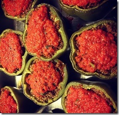 Stuffed Peppers with Roasted Red Pepper Sauce